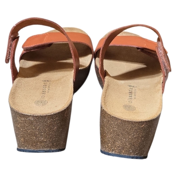 Lola Sabbia for Eric Michael Wedge Sandals Orange 38/8.5 - Picture 4 of 7